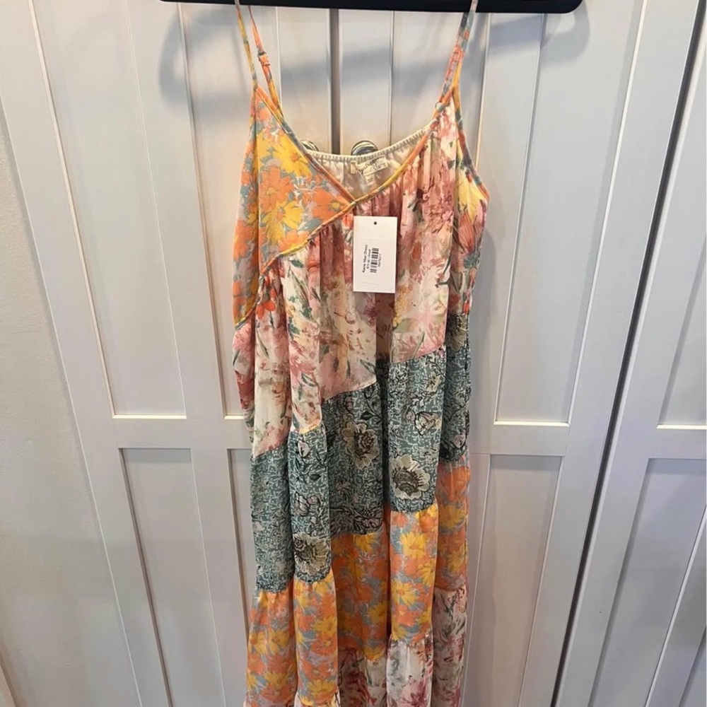 NWT-size small Flower Patchwork long flowy Boutique Dress! Adorable on!